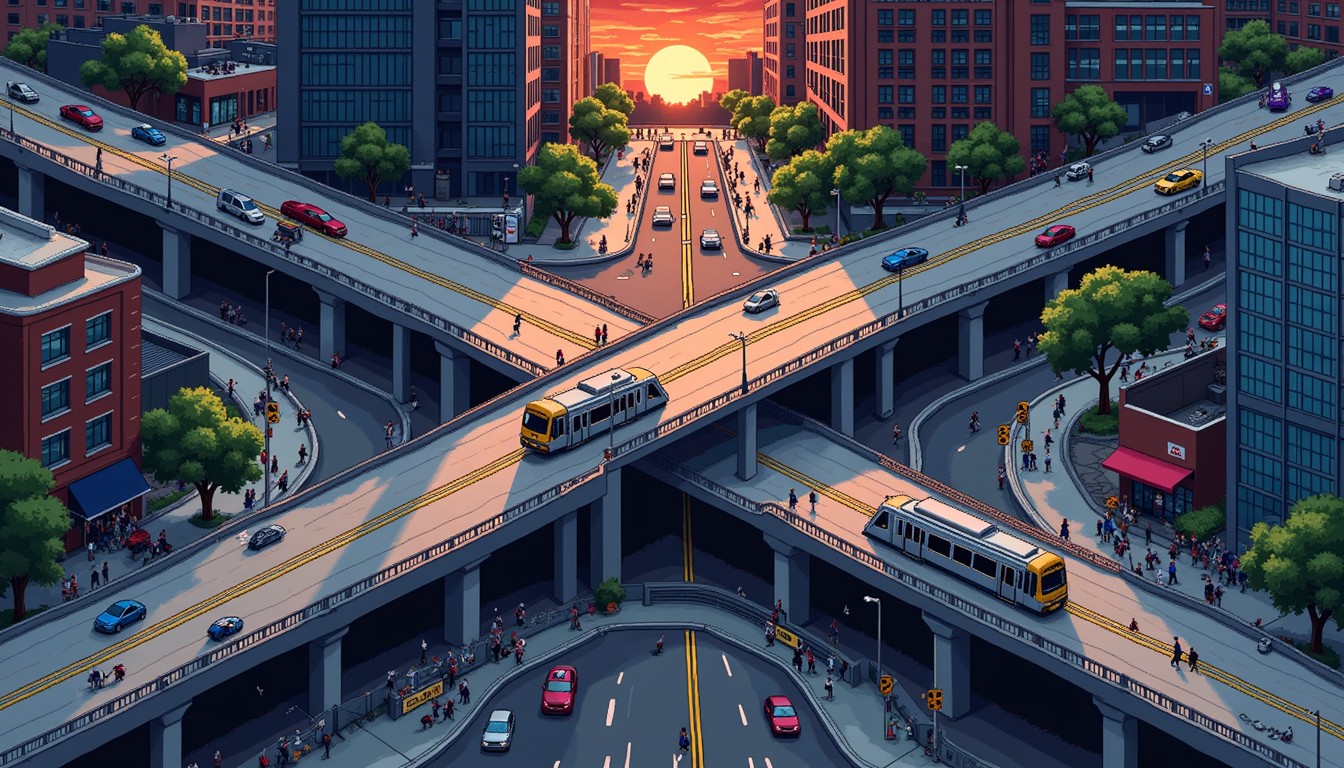 Free Layered Urban Crossroads Image - Intersection, Cityscape, Pixel ...