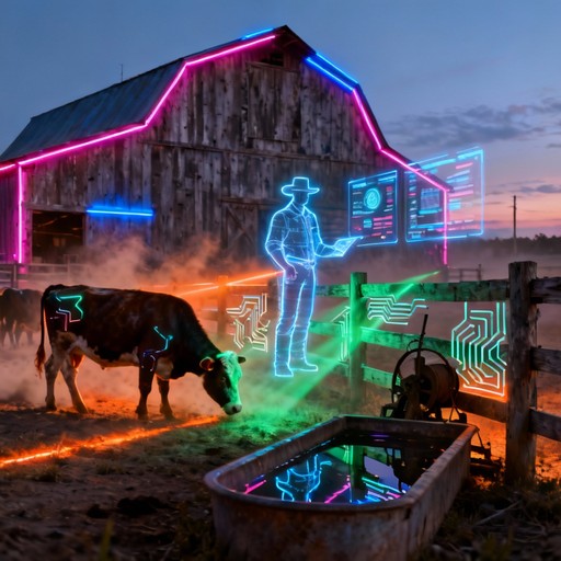 Blue Neon Ranch Free Digital Farming Revolution Image - Agriculture, Technology ...