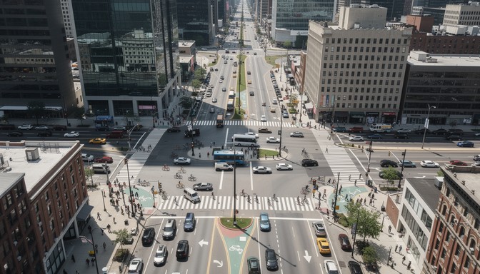 Free Busy Urban Intersection Image - Intersection, Aerial, Cityscape ...