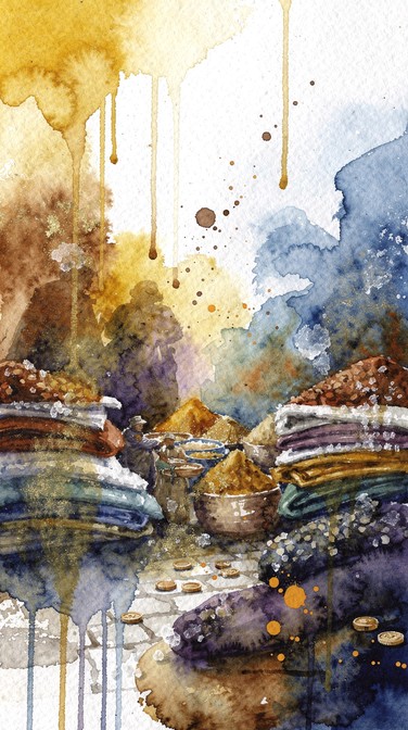 Abstract Merchant Free Abstract Bazaar Scene Image - Watercolor, Abstract, Marketplace ...