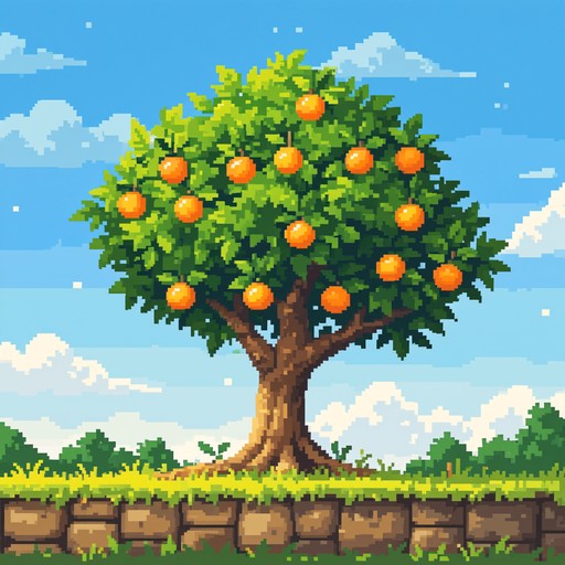 Free Pixel Orange Tree Image - Pixel, Retro, 8bit | Download at StockCake