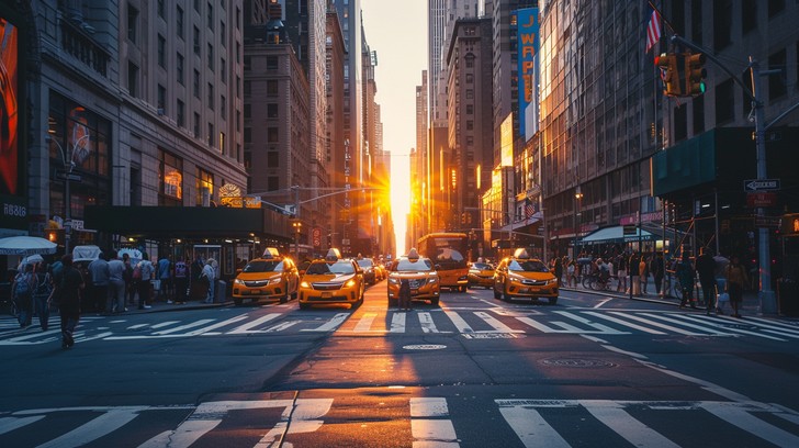 Free Sunset city street Image - Sunset, Taxis, City | Download at StockCake