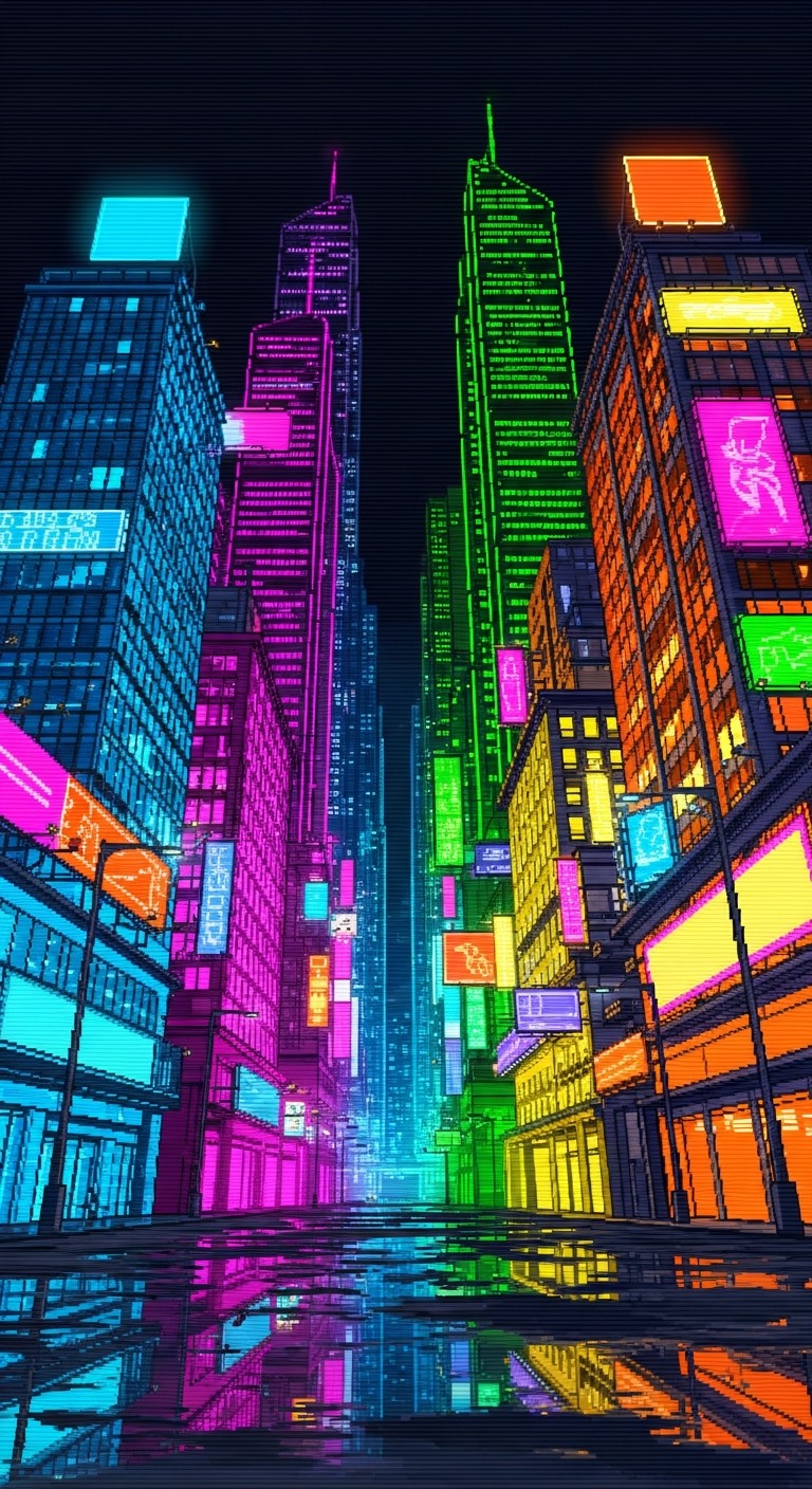 Free Neon Pixel Metropolis Photo - Pixel, Cityscape, Neon | Download at ...