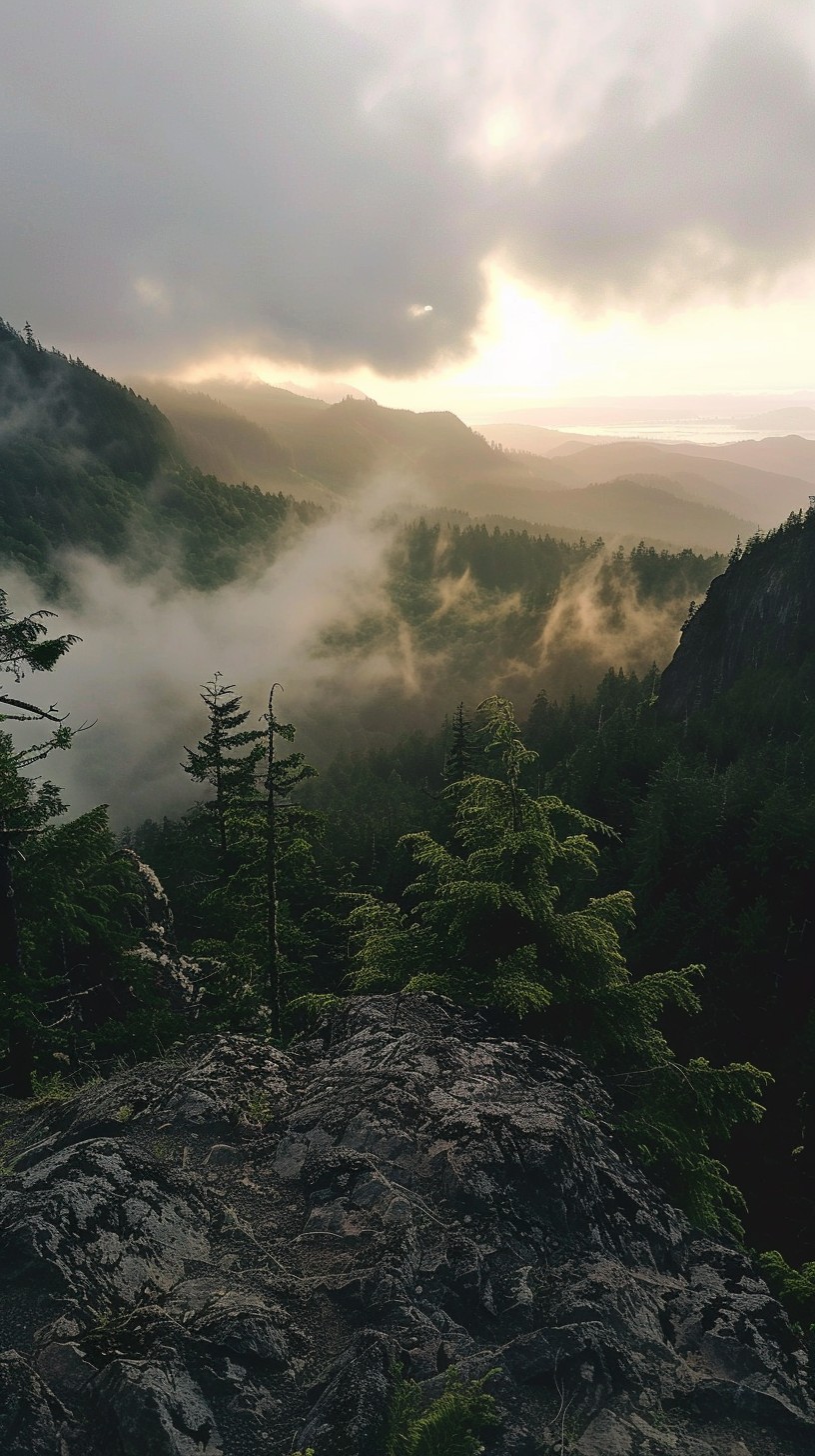 Download Misty Mountain Sunset Image - Mountain, Mist, Sunset
