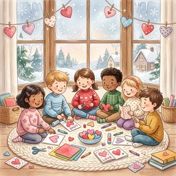 Free Crafting Hearts Together Image - Children, Illustration ...