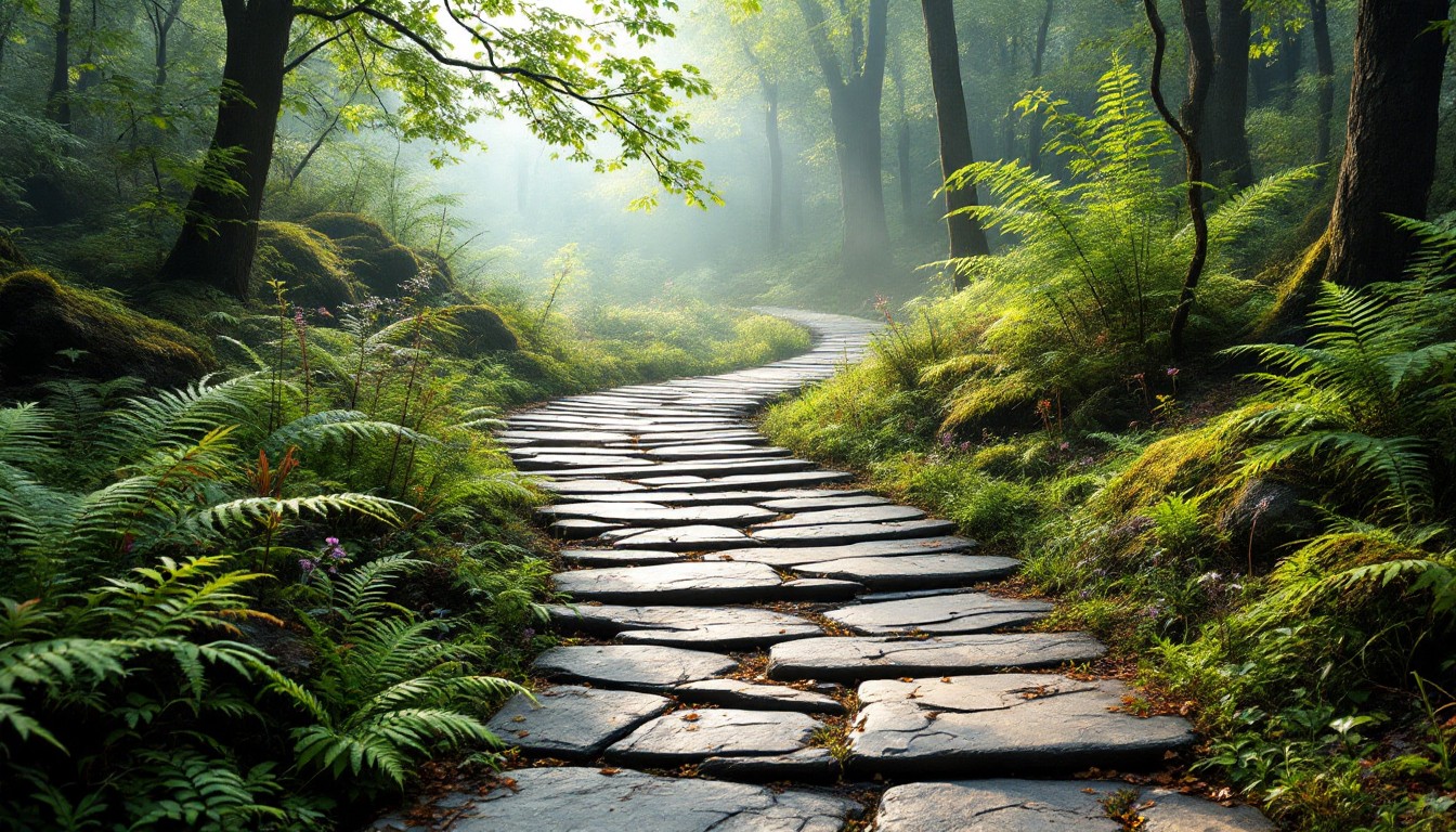 Free Misty Forest Path Image - Forest, Path, Stones | Download at StockCake