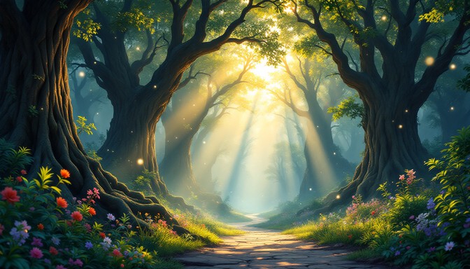 Free Enchanted Forest Path Image - Forest, Path, Sunbeams | Download at ...