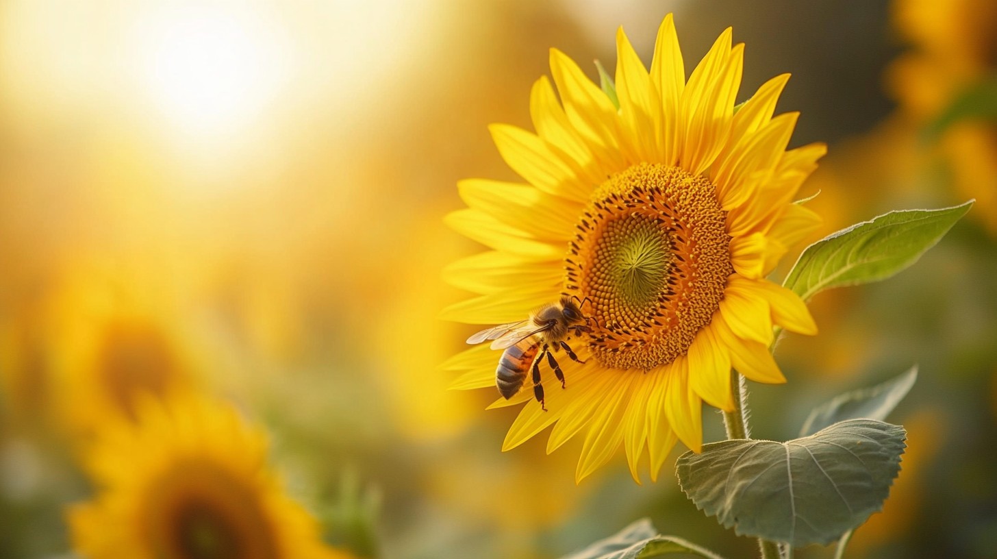 Free Sunflower with Bee Image - Sunflower, Bee, Pollen | Download at ...