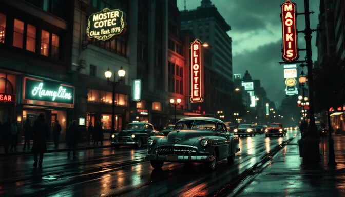 Free Rainy Retro Night Image - Vintage, Noir, Neon | Download at StockCake