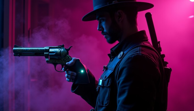 Free Neon Cyberpunk Gunslinger Image - Cyberpunk, Neon, Revolver ...