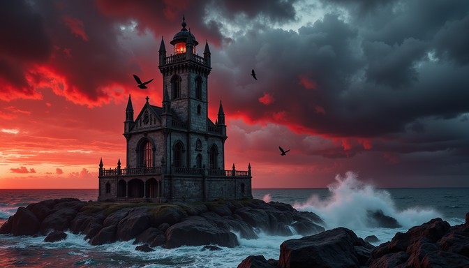 Free Haunted Sea Beacon Image - Lighthouse, Gothic, Sunset | Download ...