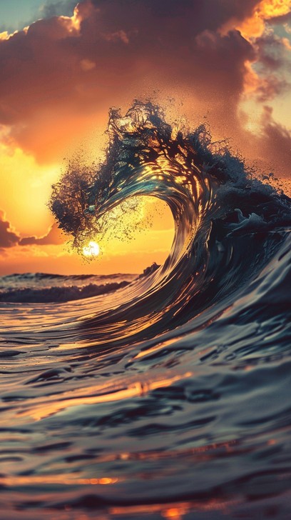 Free Sunset Wave Curl Image - Sunset, Ocean, Wave | Download at StockCake