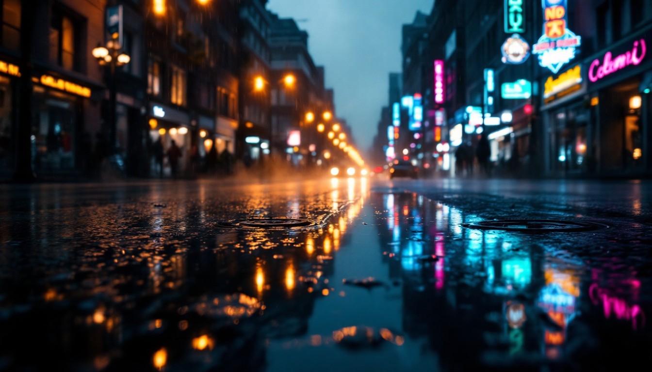 Free Rainy Neon Night Image - Rainy, Neon, Urban | Download at StockCake