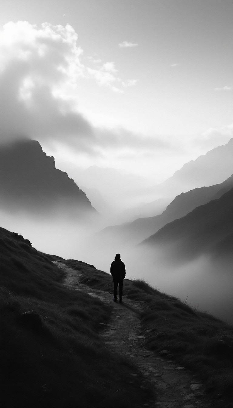 Pull Into Mist Free Path Into Mist Image - Mountains, Silhouette, Hiker | Download at ...