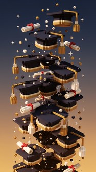 Graduation 3d Gold Free Graduation Celebration 3D Image - Graduation, Celebration, Voxel ...