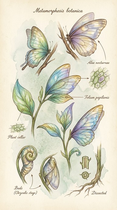 Free Metamorphosis Botanical Illustration Image - Botanical, Watercolor ...