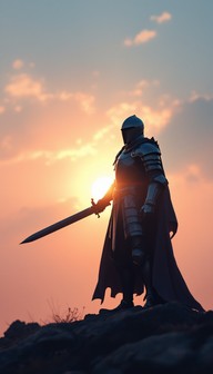 Free Knight Awaits Dawn Image - Knight, Warrior, Sunrise | Download at ...