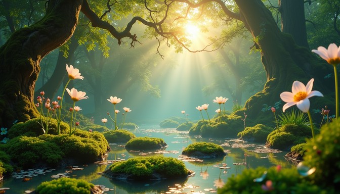 Free Enchanted Forest Stream Image - Forest, Stream, Sunbeams ...