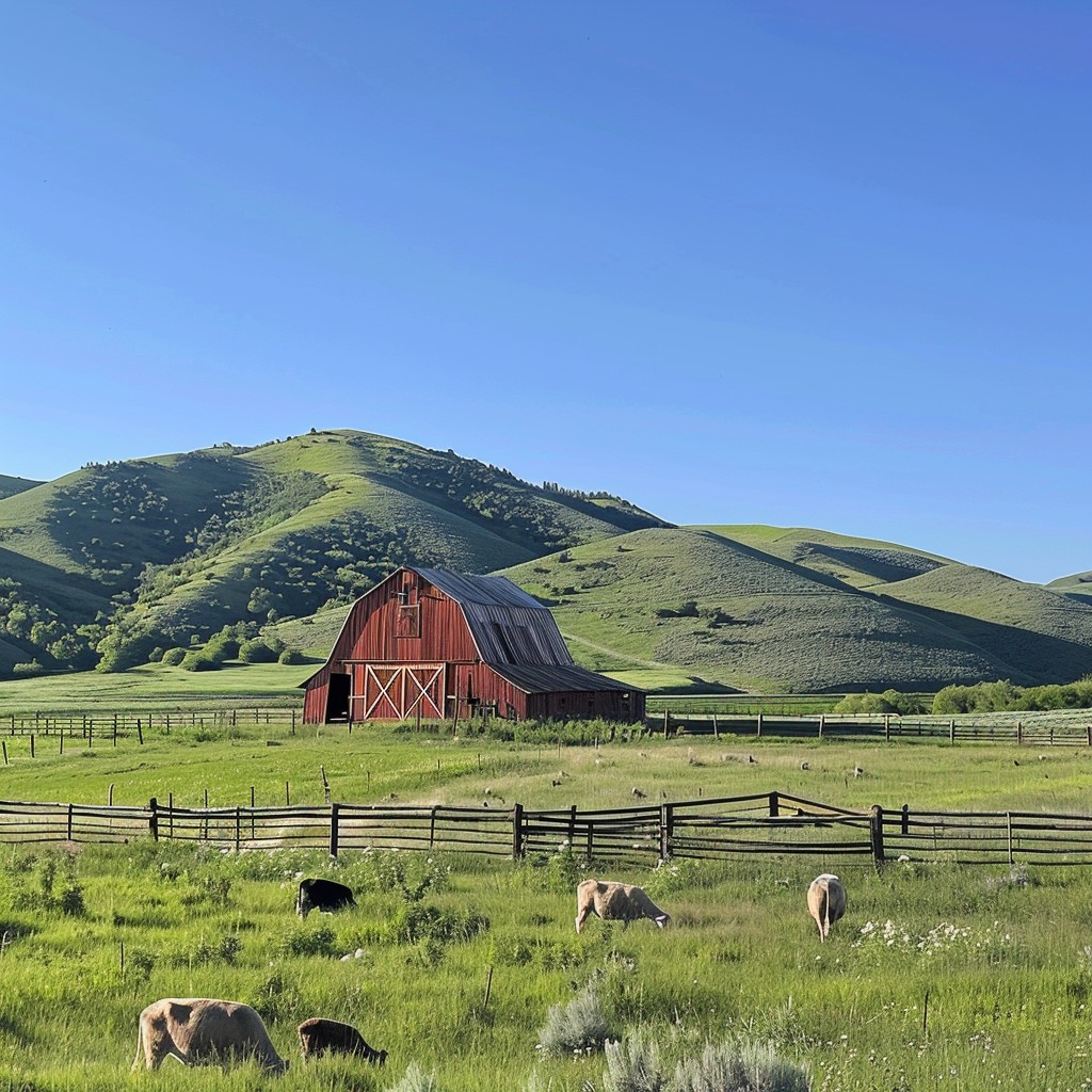 Free Rustic Barn Scene Image - Barn, Red, Sheep | Download at StockCake