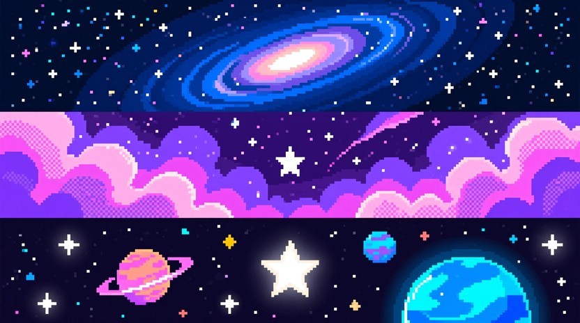 Free Pixelated Cosmic Vastness Image - Galaxy, Pixel, Space | Download ...