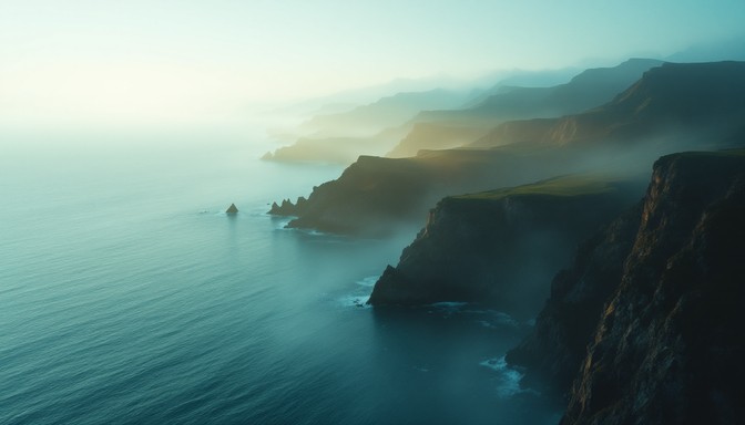 Free Misty Coastal Majesty Image - Coastline, Cliffs, Ocean | Download ...