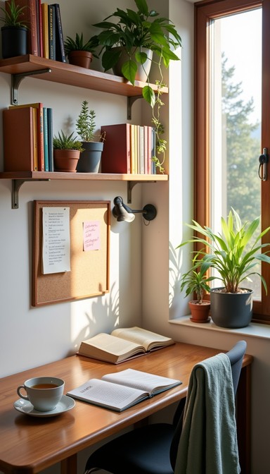 Free Cozy study nook Image - Workspace, Desk, Shelves | Download at ...