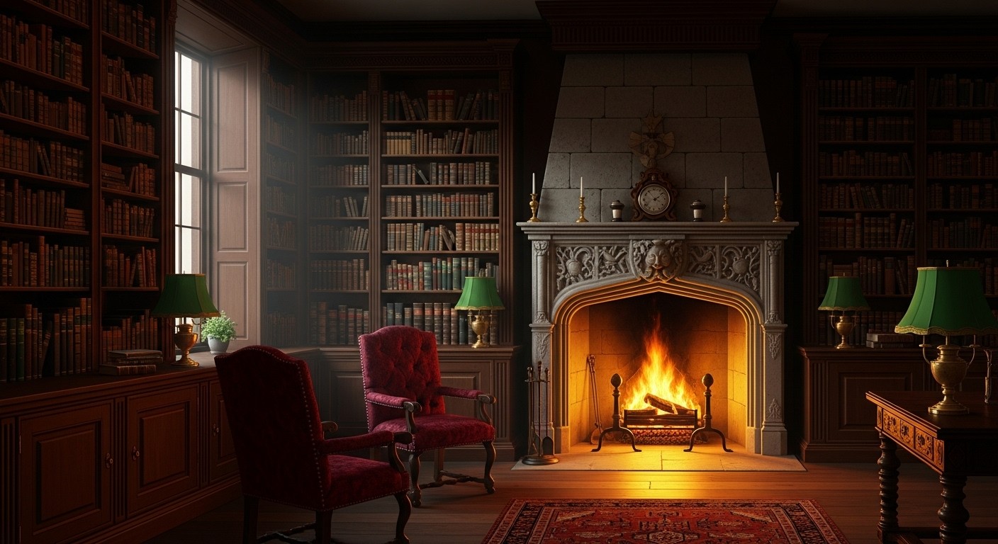 Free Cozy Library Fireplace Image - Library, Fireplace, Books ...
