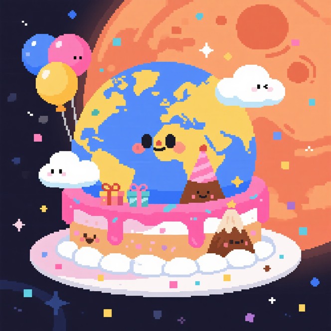 Free Pixel Cake Planet Image - Kawaii, Pixel, Birthday | Download at ...