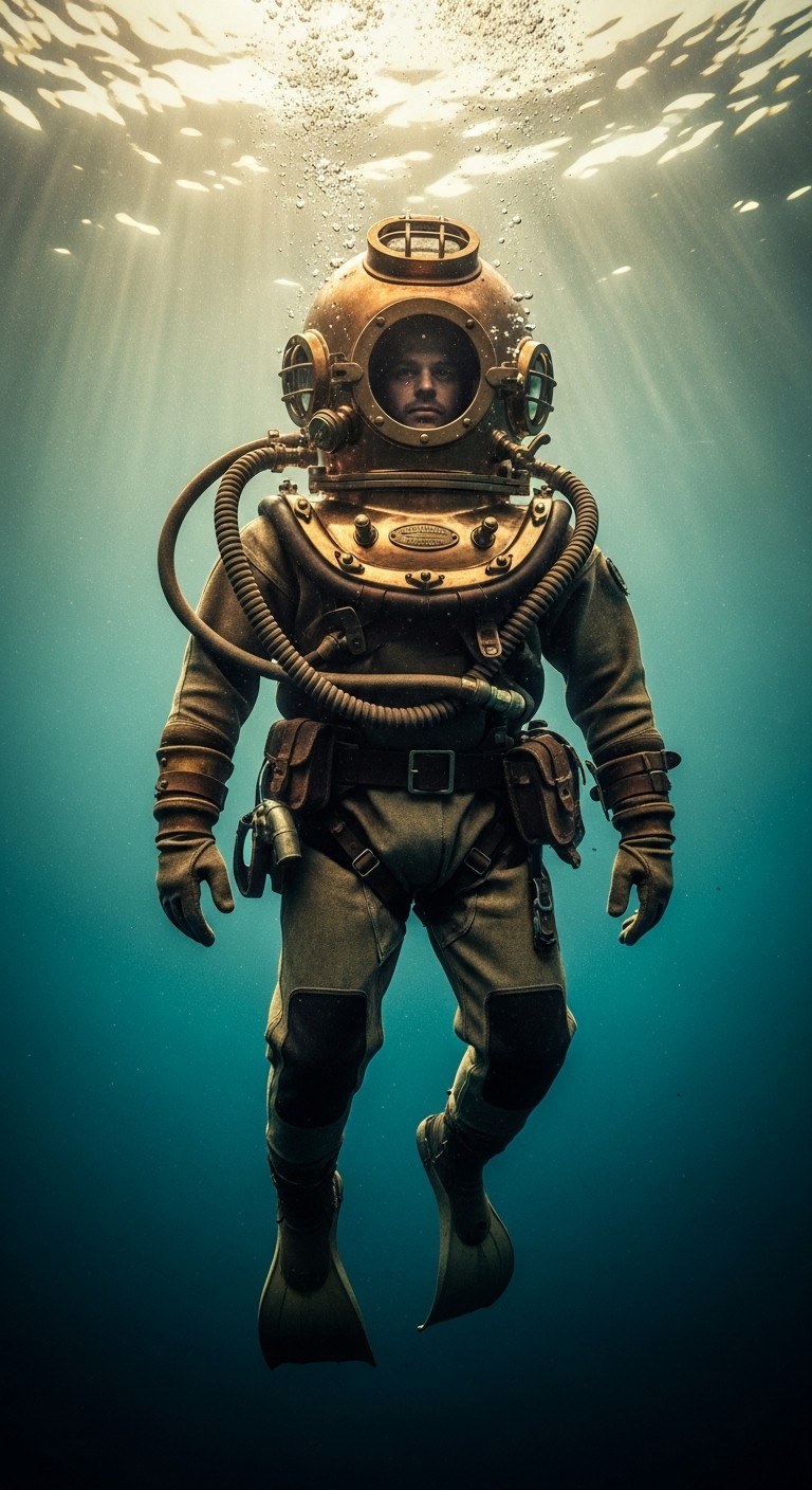 Free Deep Sea Explorer Image - Diver, Underwater, Vintage | Download at ...
