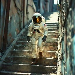 Spacelander Stairs Free Astronaut Climbing Stairs Image - Astronaut, Spacesuit, Stairs ...