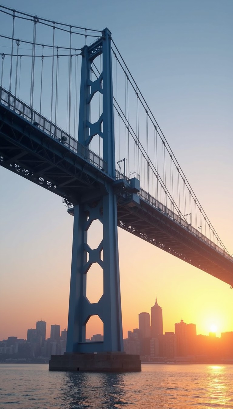 Free Bridge Meets Sunset Image - Bridge, Sunset, Skyline | Download at ...