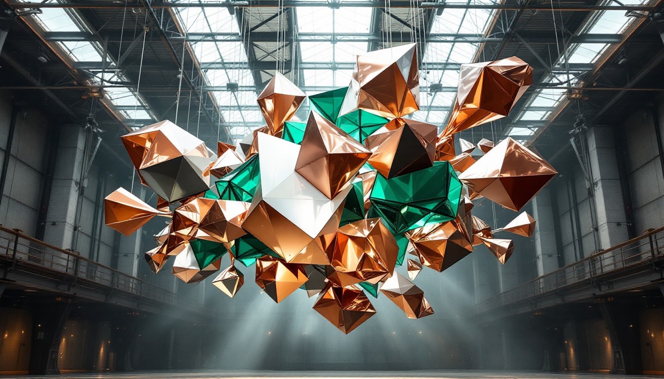 Free Floating Copper Geometry Image - Geometric, Copper, Suspended ...
