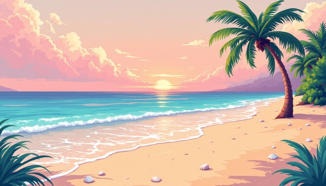 Free Sunset Beach Vibes Image - Pixel, Retro, Beach | Download at StockCake