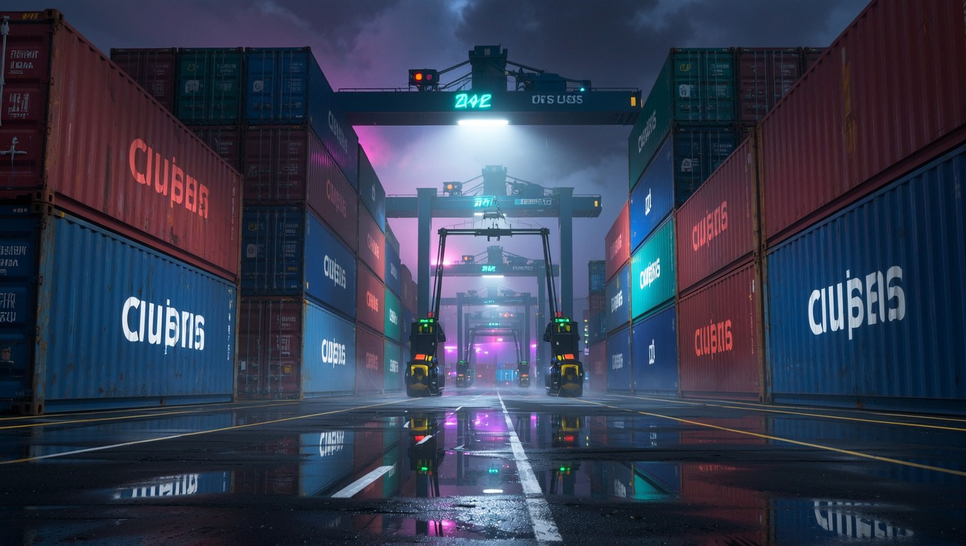 Free Cyberpunk Cargo Terminal Image - Cyberpunk, Neon, Harbor ...