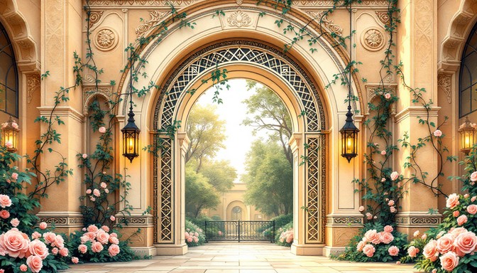 Free Enchanted Garden Arch Image - Arch, Roses, Garden | Download at ...