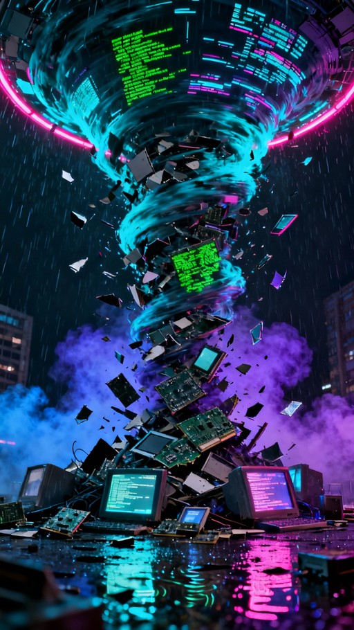 Free Cyberpunk Data Tornado Photo Cyberpunk Neon Vortex Download