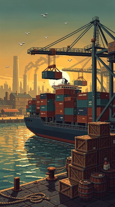 Free Harbor Sunset Loading Image - Harbor, Sunset, Crane | Download at ...