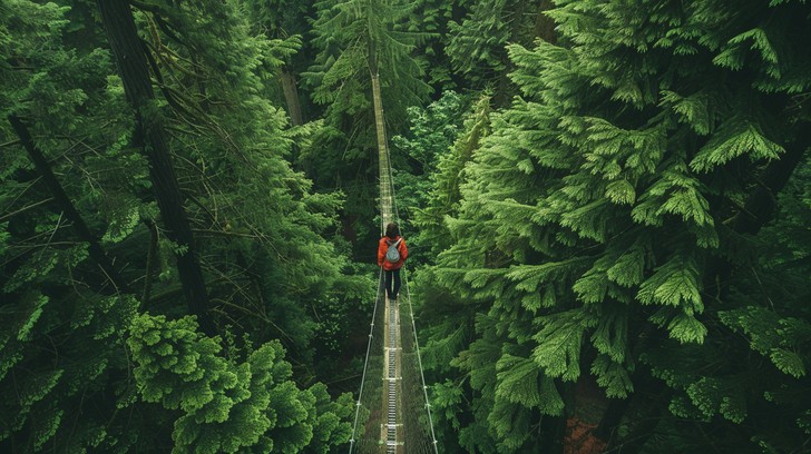 Free Forest Suspension Bridge Image - Forest, Bridge, Hiker | Download ...