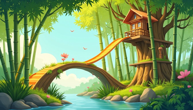Treehouse With Color Free Magical Bamboo Treehouse Image | Download at StockCake