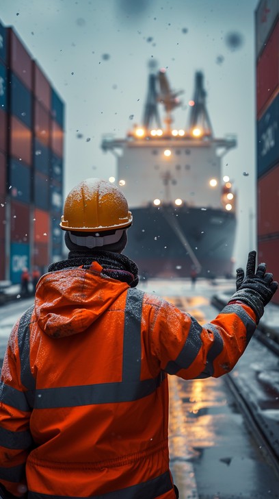 Free Dockworker Guiding Ship Image - Orange, Safety, Jacket | Download ...