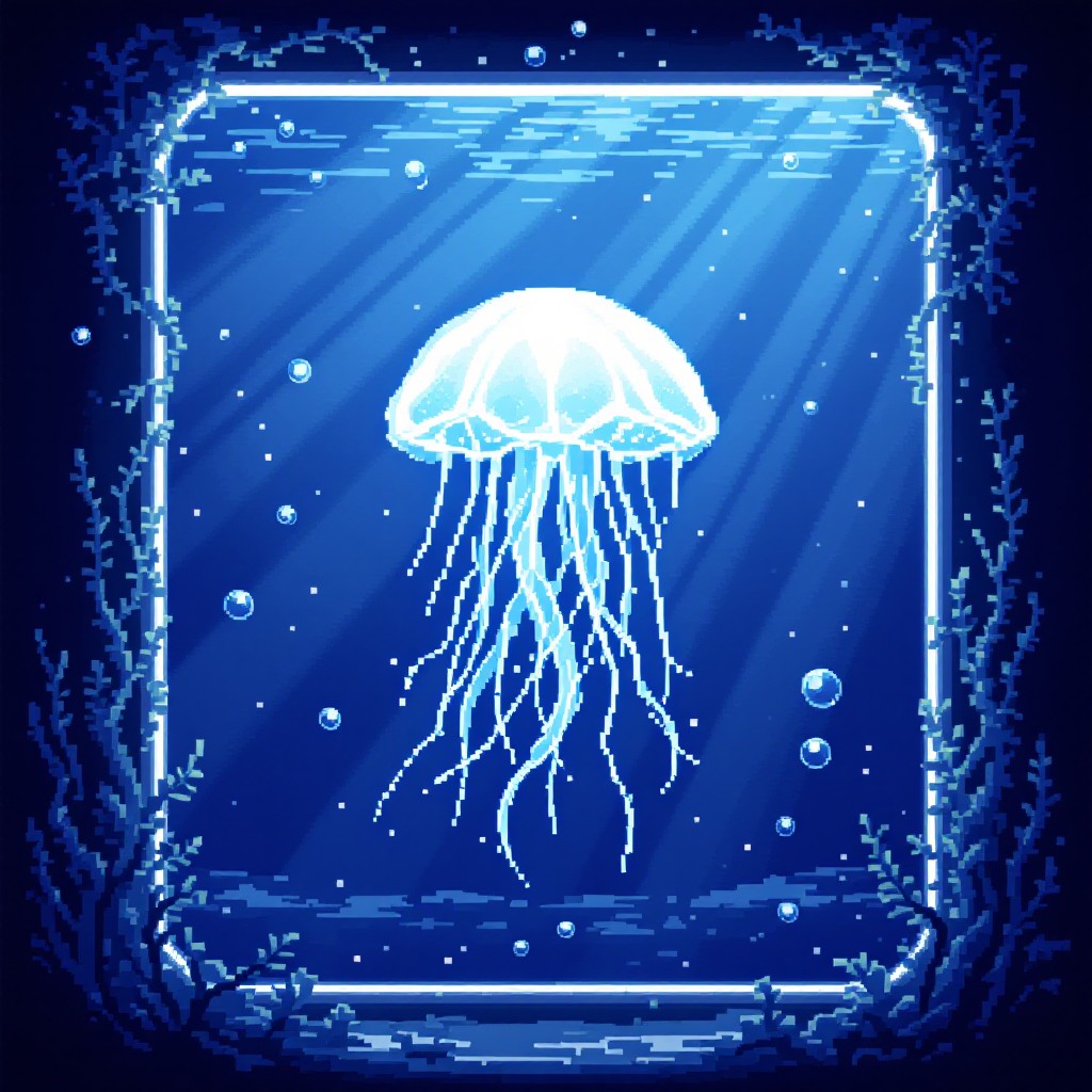 Free Glowing Jellyfish Pixel Image - Jellyfish, Pixel, Underwater ...