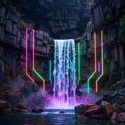 Free Neon Waterfall Glows Image - Waterfall, Cyberpunk, Neon | Download ...