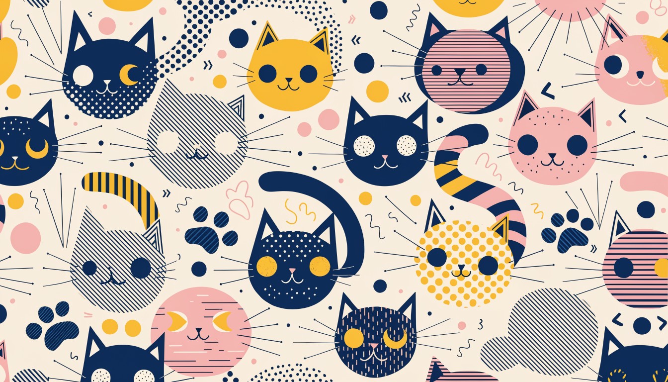 Free Retro Cat Pattern Image - Pattern, Cats, Geometric | Download at ...