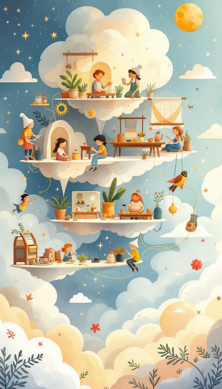 Free Cloud Crafters Workshop Image - Whimsical, Magical, Floating ...