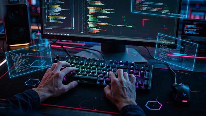 Free Cyberpunk Coding Workspace Image - Cyberpunk, Programming, Coding ...