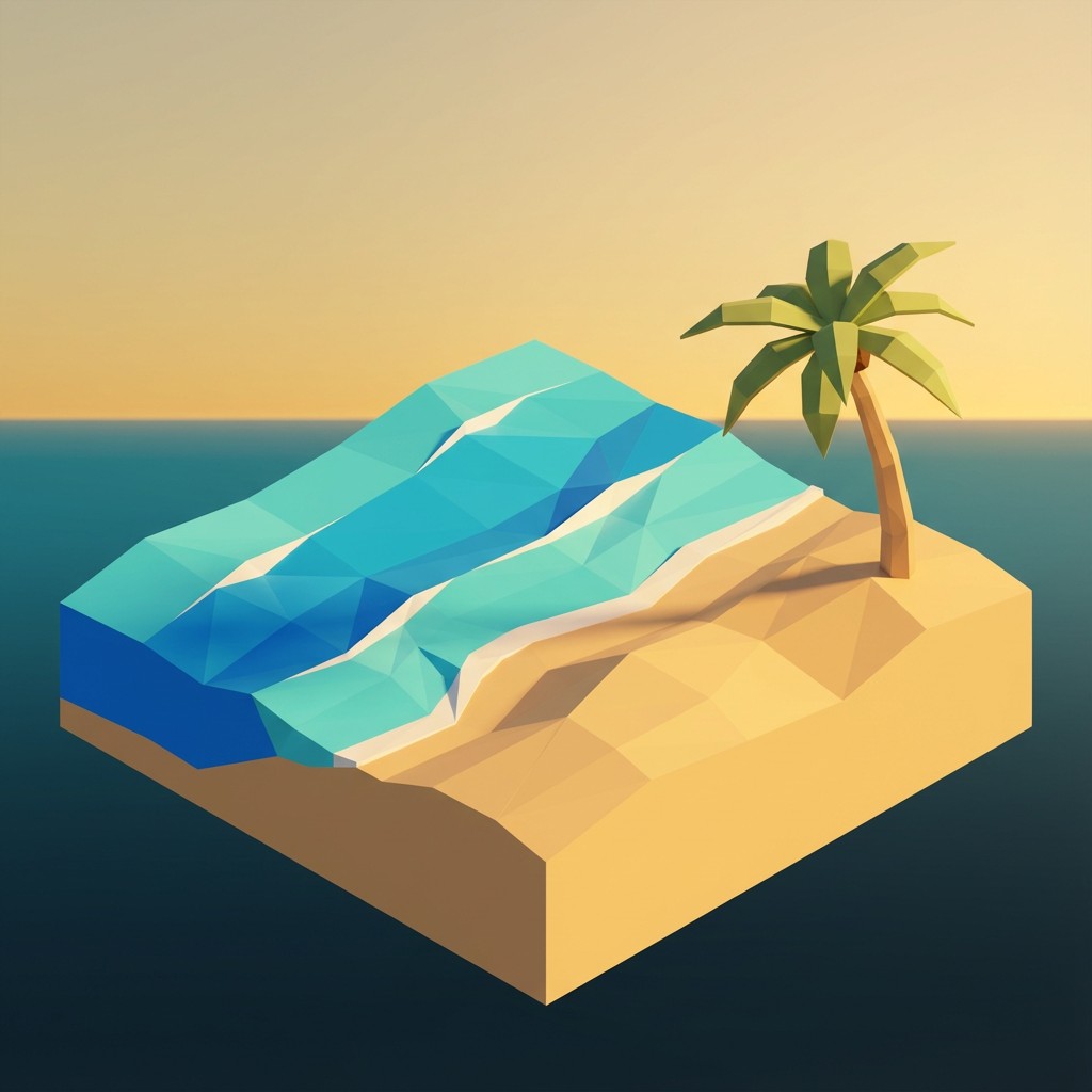 Free Geometric Beach Paradise Image - Isometric, Geometric, Beach ...
