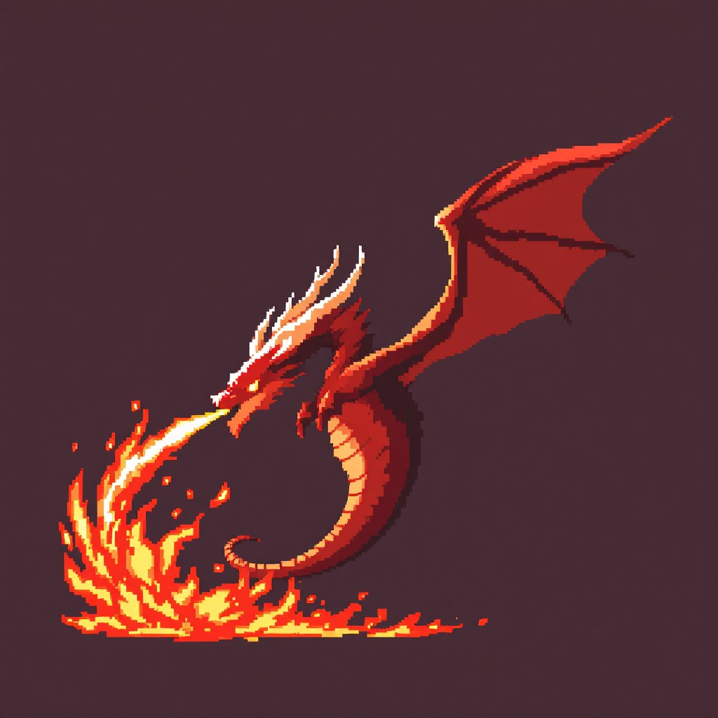 Free Fiery Dragon Sprite Image - Dragon, Pixel, Art | Download at StockCake