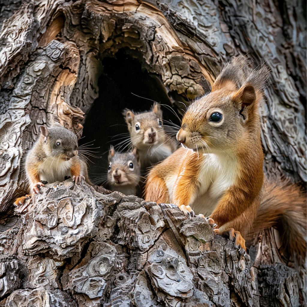 Free Squirrel Family Portrait Image - Squirrels, Tree, Wildlife ...