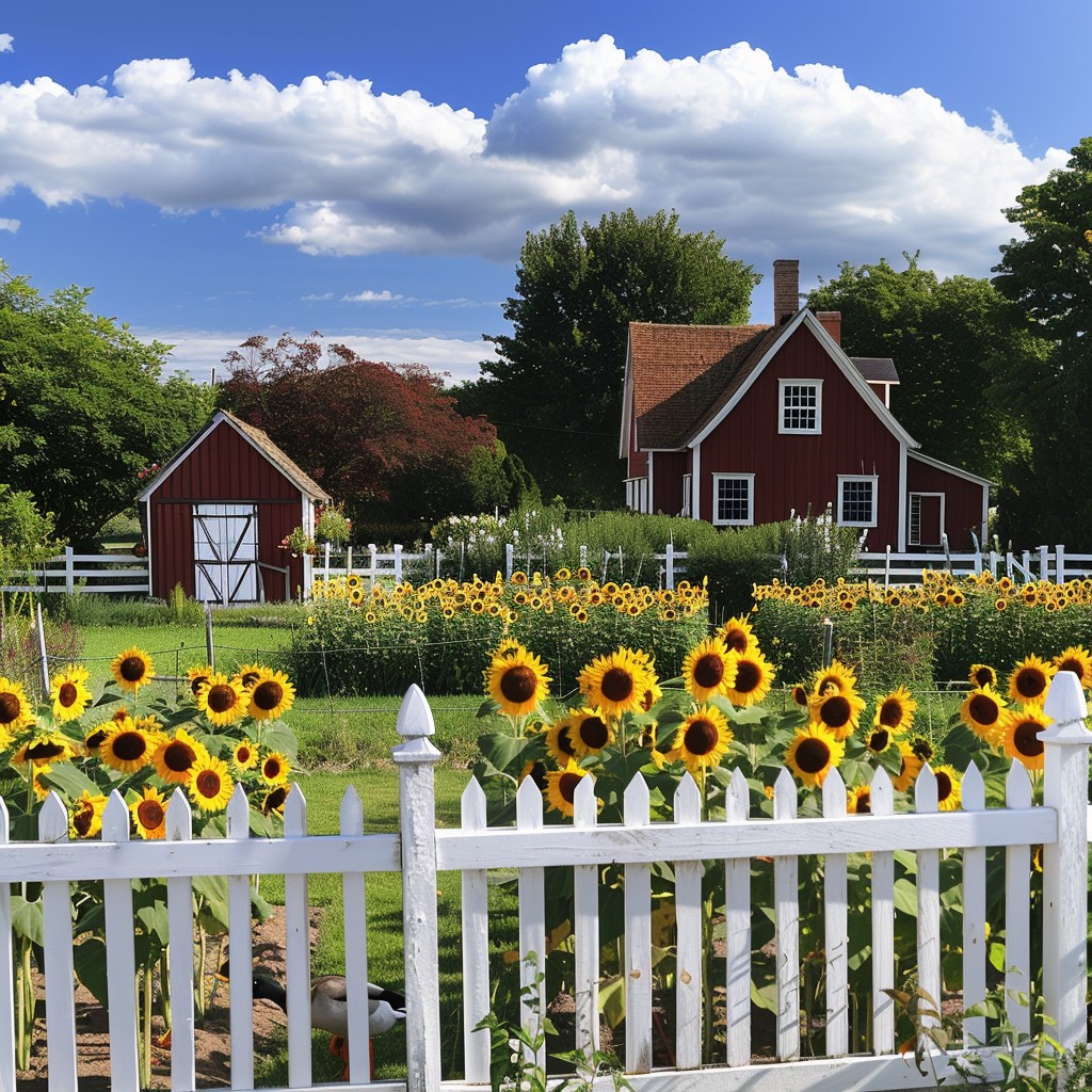 Free Idyllic Rural Homestead Image - Rural, Homestead, Sunflowers ...