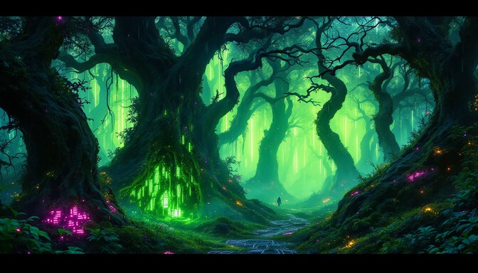 Free Neon Forest Cleansing Image - Futuristic, Cyberpunk, Hexagonal ...